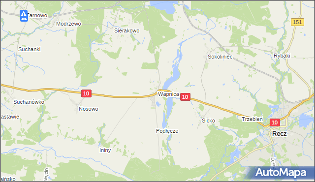 mapa Wapnica gmina Suchań, Wapnica gmina Suchań na mapie Targeo