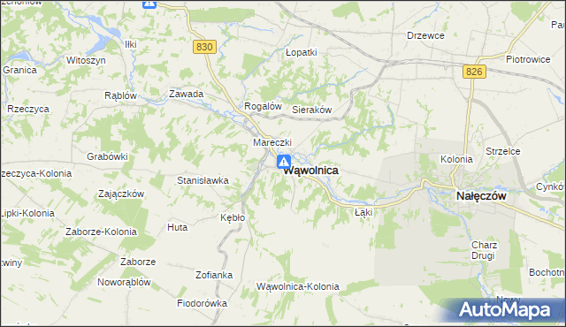 mapa Wąwolnica powiat puławski, Wąwolnica powiat puławski na mapie Targeo