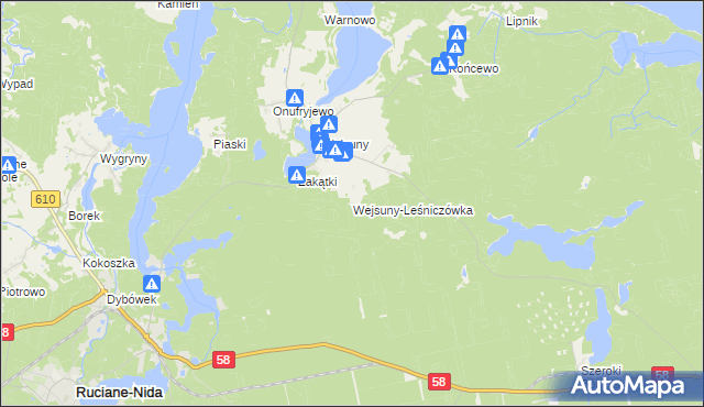 mapa Wejsuny-Leśniczówka, Wejsuny-Leśniczówka na mapie Targeo