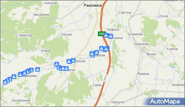 mapa Wiadrów, Wiadrów na mapie Targeo