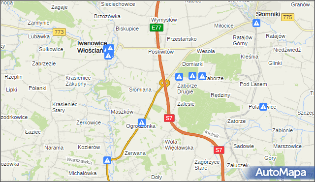 mapa Widoma gmina Iwanowice, Widoma gmina Iwanowice na mapie Targeo