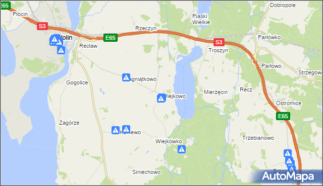 mapa Wiejkowo, Wiejkowo na mapie Targeo