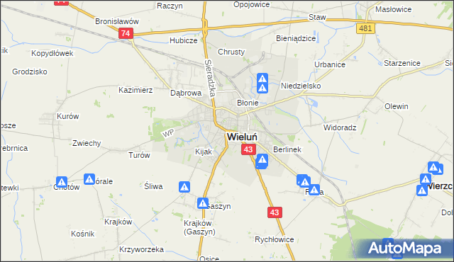 mapa Wieluń, Wieluń na mapie Targeo