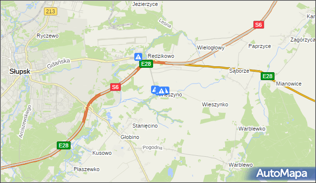 mapa Wieszyno, Wieszyno na mapie Targeo