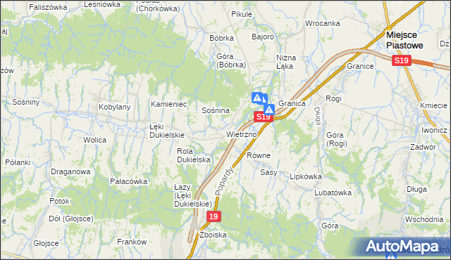 mapa Wietrzno gmina Dukla, Wietrzno gmina Dukla na mapie Targeo
