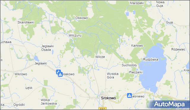 mapa Wilcze gmina Srokowo, Wilcze gmina Srokowo na mapie Targeo
