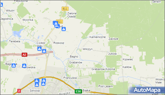 mapa Wilczyn gmina Biała Podlaska, Wilczyn gmina Biała Podlaska na mapie Targeo