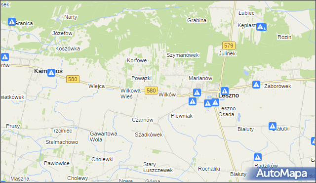 mapa Wilków gmina Leszno, Wilków gmina Leszno na mapie Targeo