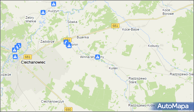 mapa Winna-Poświętna, Winna-Poświętna na mapie Targeo