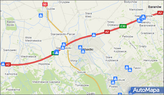 mapa Wiskitki, Wiskitki na mapie Targeo