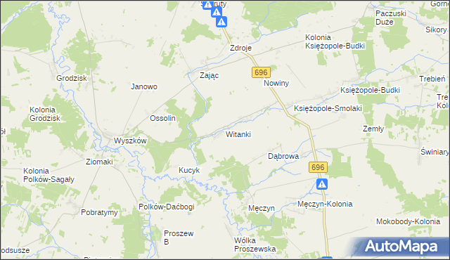 mapa Witanki, Witanki na mapie Targeo