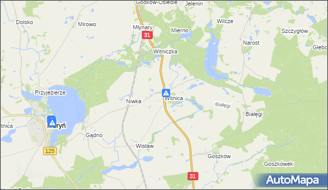 mapa Witnica gmina Moryń, Witnica gmina Moryń na mapie Targeo