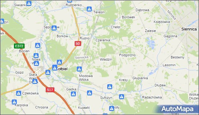 mapa Władzin, Władzin na mapie Targeo