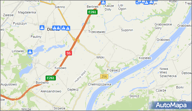 mapa Włóki gmina Dobrcz, Włóki gmina Dobrcz na mapie Targeo