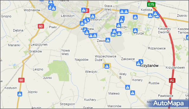 mapa Wojciechowice Duże, Wojciechowice Duże na mapie Targeo