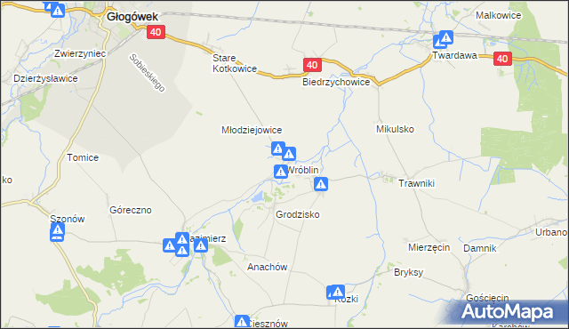 mapa Wróblin, Wróblin na mapie Targeo
