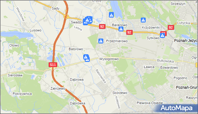 mapa Wysogotowo, Wysogotowo na mapie Targeo