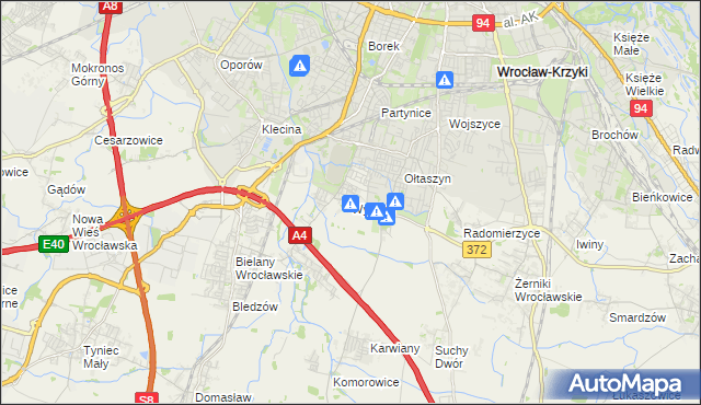 mapa Wysoka gmina Kobierzyce, Wysoka gmina Kobierzyce na mapie Targeo