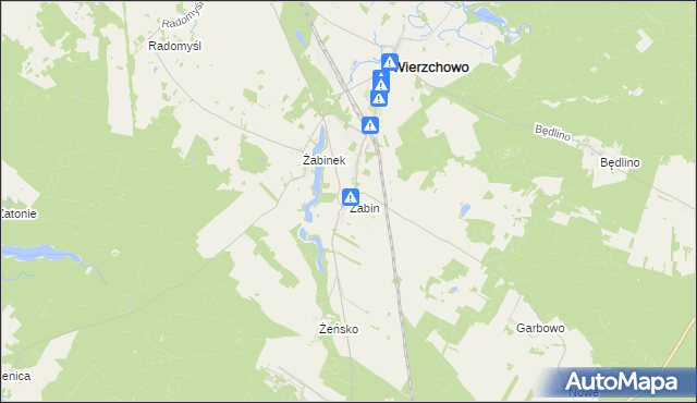 mapa Żabin gmina Wierzchowo, Żabin gmina Wierzchowo na mapie Targeo