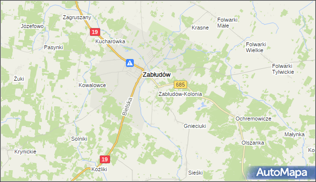 mapa Zabłudów-Kolonia, Zabłudów-Kolonia na mapie Targeo