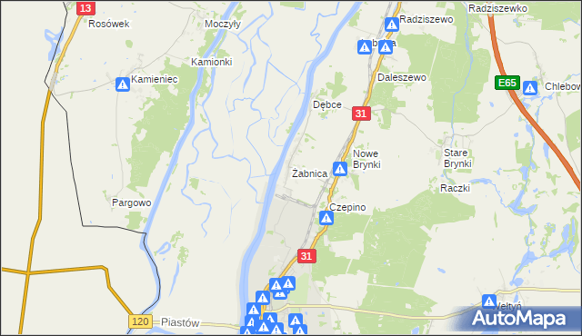 mapa Żabnica gmina Gryfino, Żabnica gmina Gryfino na mapie Targeo