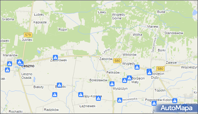 mapa Zaborów gmina Leszno, Zaborów gmina Leszno na mapie Targeo