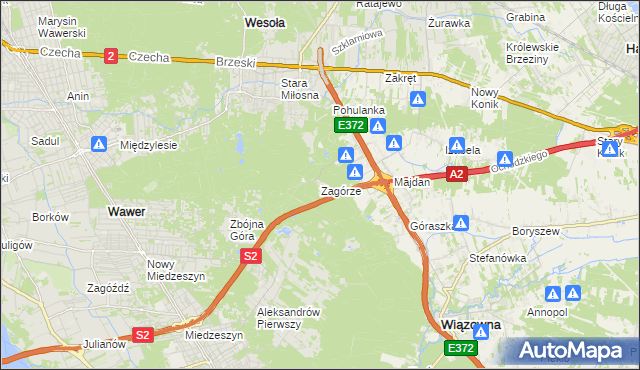 mapa Zagórze gmina Wiązowna, Zagórze gmina Wiązowna na mapie Targeo