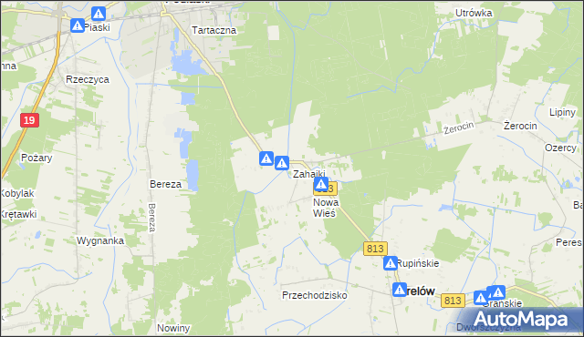 mapa Zahajki gmina Drelów, Zahajki gmina Drelów na mapie Targeo