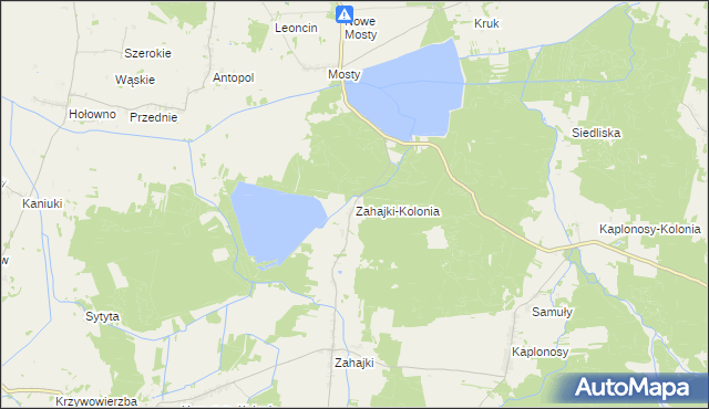 mapa Zahajki-Kolonia, Zahajki-Kolonia na mapie Targeo