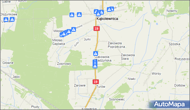 mapa Żakowola Radzyńska, Żakowola Radzyńska na mapie Targeo