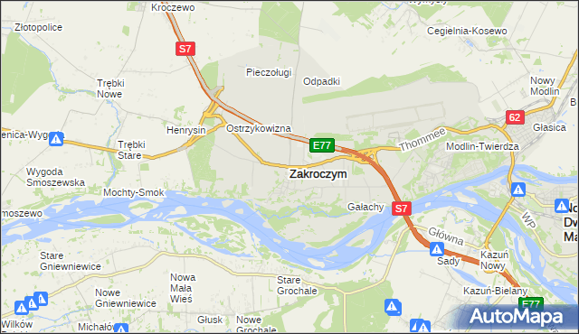 mapa Zakroczym, Zakroczym na mapie Targeo