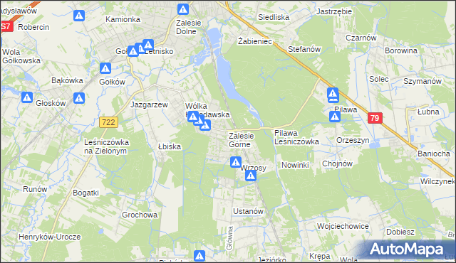 mapa Zalesie Górne, Zalesie Górne na mapie Targeo