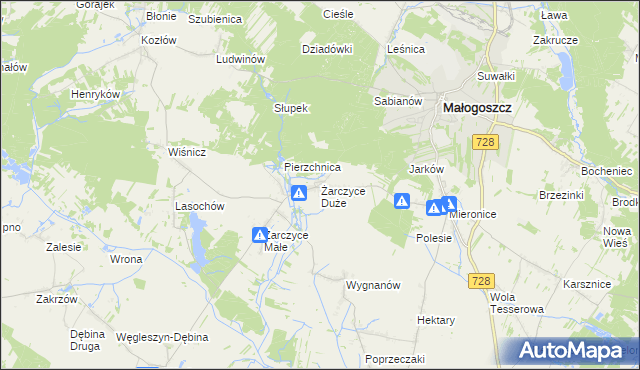 mapa Żarczyce Duże, Żarczyce Duże na mapie Targeo