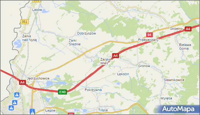 mapa Żarska Wieś, Żarska Wieś na mapie Targeo