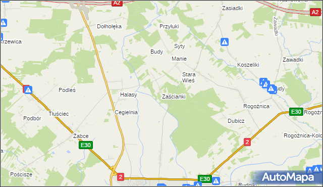 mapa Zaścianki gmina Międzyrzec Podlaski, Zaścianki gmina Międzyrzec Podlaski na mapie Targeo