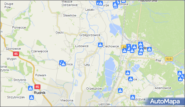 mapa Zawada Książęca, Zawada Książęca na mapie Targeo