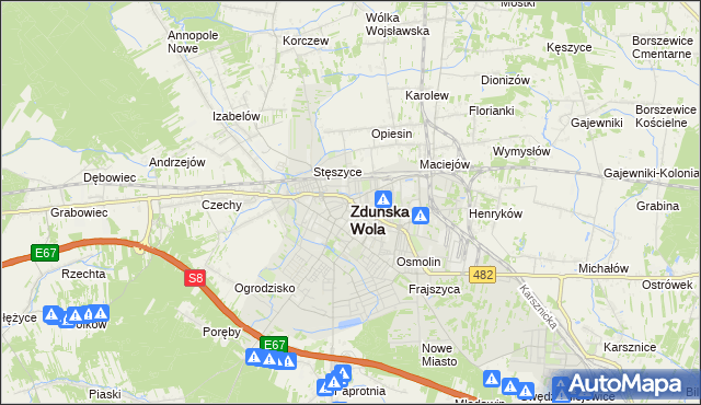 mapa Zduńska Wola, Zduńska Wola na mapie Targeo
