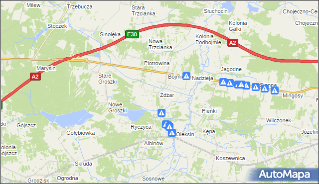 mapa Żdżar gmina Kotuń, Żdżar gmina Kotuń na mapie Targeo
