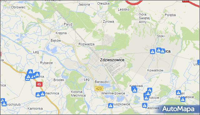 mapa Zdzieszowice, Zdzieszowice na mapie Targeo