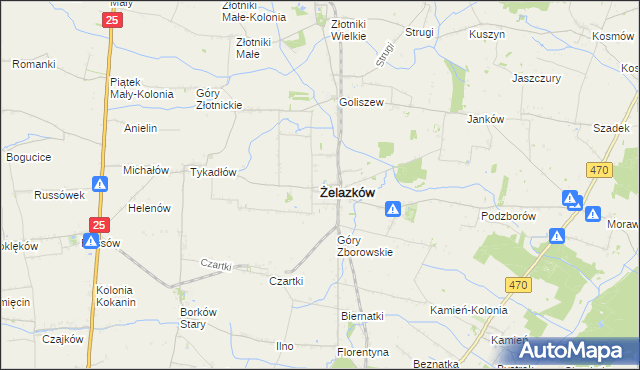 mapa Żelazków powiat kaliski, Żelazków powiat kaliski na mapie Targeo