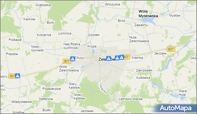 mapa Żelechów powiat garwoliński, Żelechów powiat garwoliński na mapie Targeo