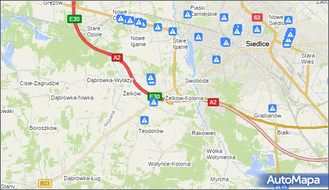 mapa Żelków-Kolonia, Żelków-Kolonia na mapie Targeo