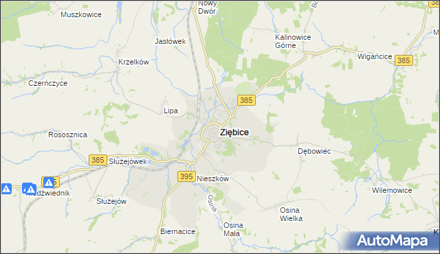 mapa Ziębice, Ziębice na mapie Targeo