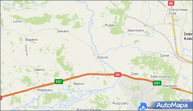 mapa Złotoria gmina Choroszcz, Złotoria gmina Choroszcz na mapie Targeo