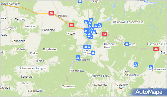 mapa Złoty Potok gmina Janów, Złoty Potok gmina Janów na mapie Targeo