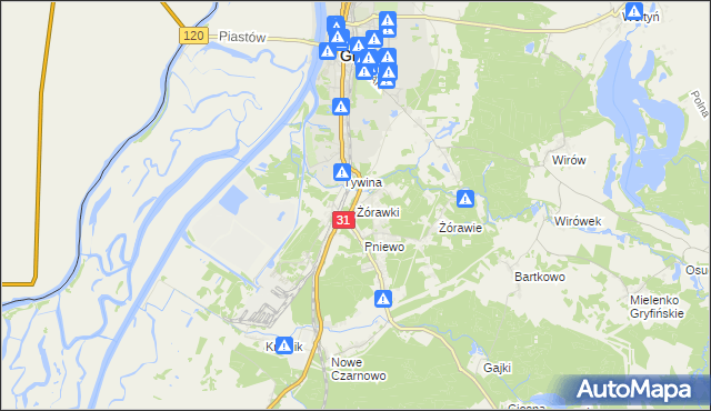 mapa Żórawki, Żórawki na mapie Targeo