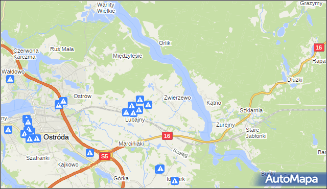 mapa Zwierzewo, Zwierzewo na mapie Targeo