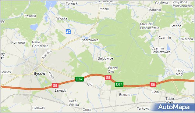 mapa Bałdowice, Bałdowice na mapie Targeo