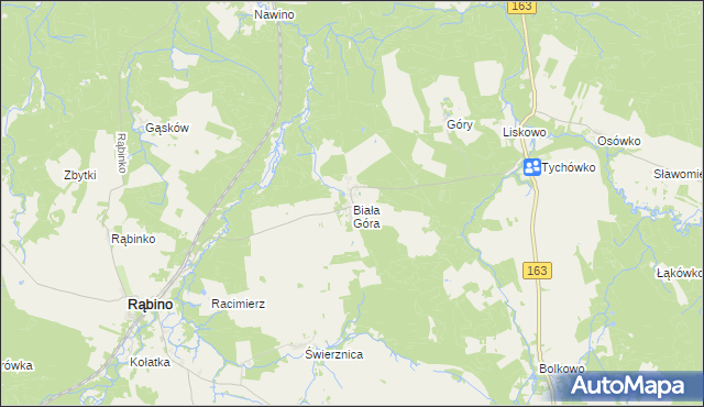 mapa Biała Góra gmina Rąbino, Biała Góra gmina Rąbino na mapie Targeo