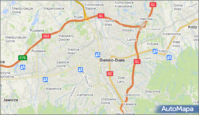 mapa Bielsko-Białej, Bielsko-Biała na mapie Targeo